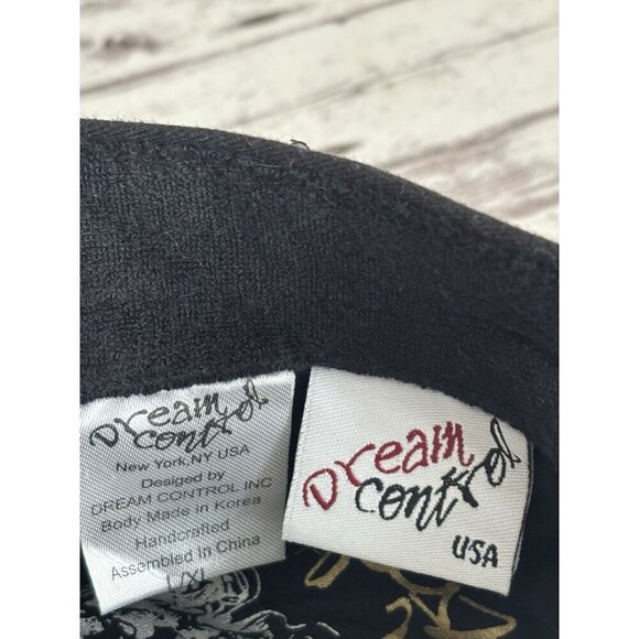 DREAM CONTROL Cadet Military Cap Style Black Embroidery Silver Gold L/XL